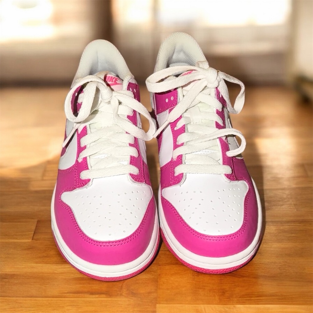 Nike Dunk Low Fuschia and White Sneakers